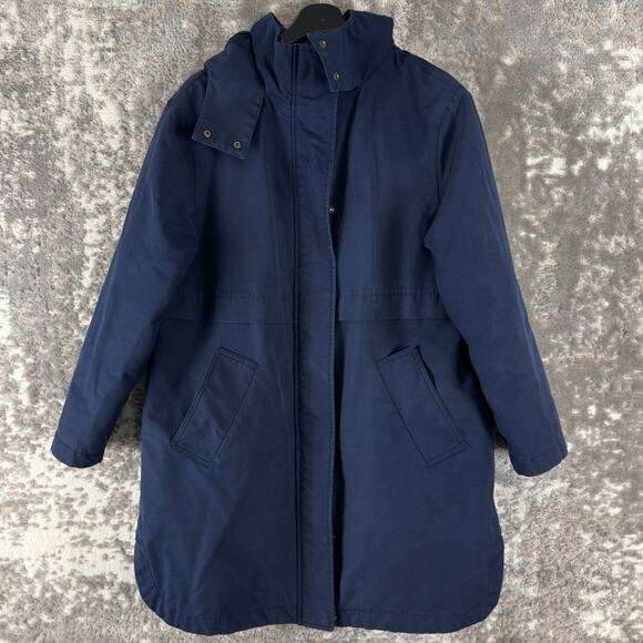 Boden Jackets & Blazers - Boden Size 8 Outdoor Snap Button Minimalist Jacket Navy Long Sleeve Hooded